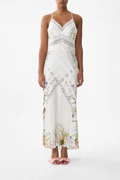 Camilla Lace Splice Bias Long Dress Dressing Room Drama In White
