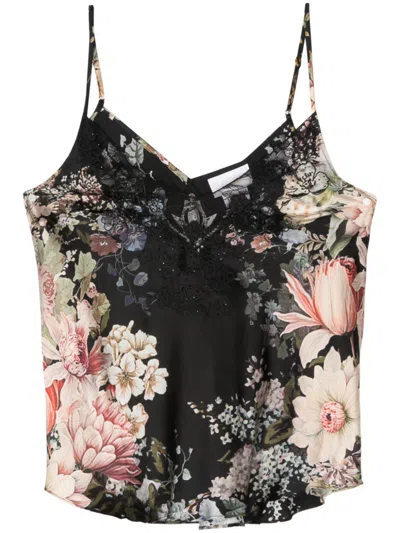 Camilla Lace-trim V-neck Top In Black
