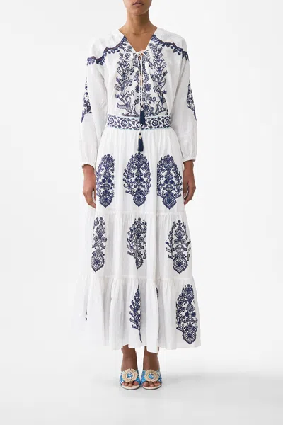 Camilla Lace Up Blouse Isnik Lullaby In White