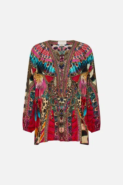 Camilla Lace Up Blouse Sahara Supernatural In Multi