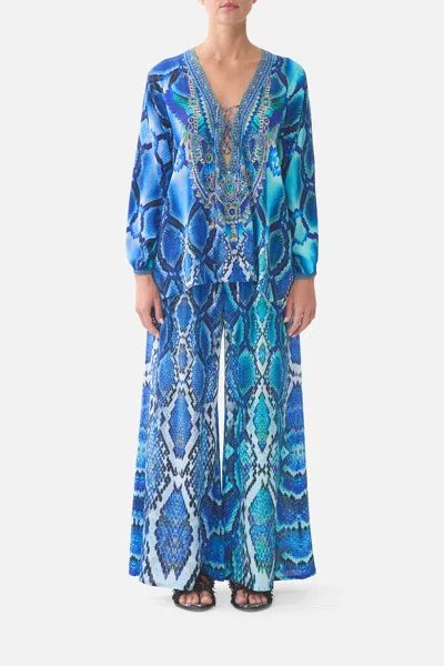 Camilla Lace Up Blouse The Sapphire Serpent In Multi
