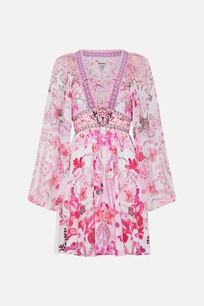 Camilla Lace Up Front Short Dress Botanical Novella