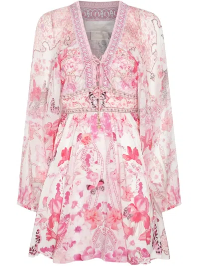 Camilla Lace-up Mini Dress In White