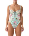 Camilla Lace-up Crystal-embellished Printed Recycled Swimsuit In Multi