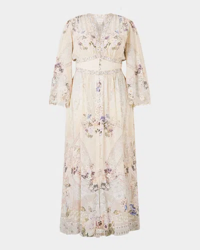 Camilla Laced With Love Kimono-sleeve Maxi Dress In Neutral