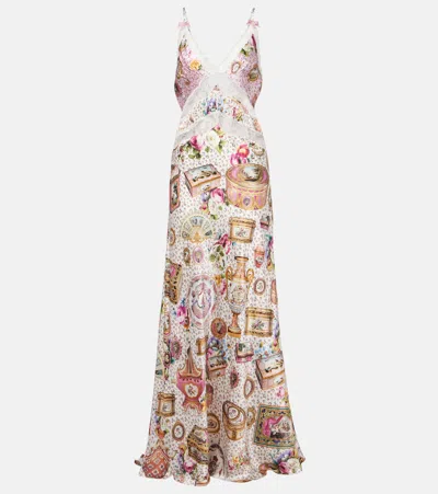 Camilla Lace-trimmed Printed Silk Maxi Dress In Multi