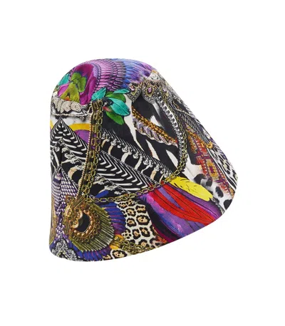 Camilla Ladies Bucket Hat In Printed Silk In Multi