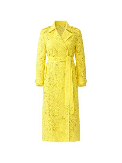 Camilla Lady Limonada Lace-design Double-breasted Trench Coat In Yellow