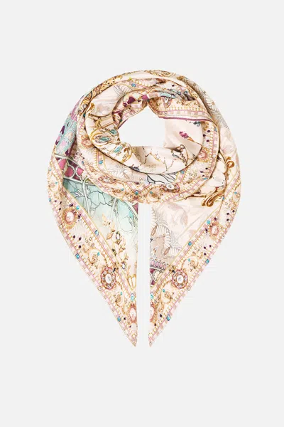 Camilla Large Crystalled Silk Square Scarf A Meeting Of Masterpieces In Brown