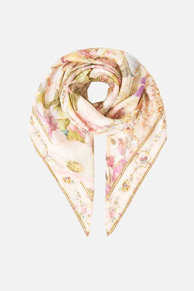 Camilla Large Crystalled Silk Square Scarf Adorned In Aranjuez In Multi