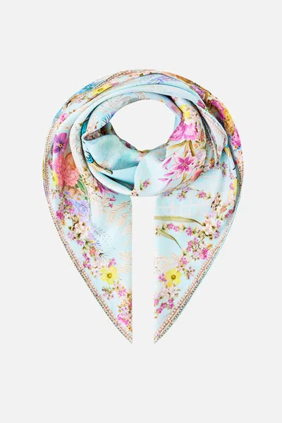 Camilla Large Crystalled Silk Square Scarf Bazaar Blooms In Multi