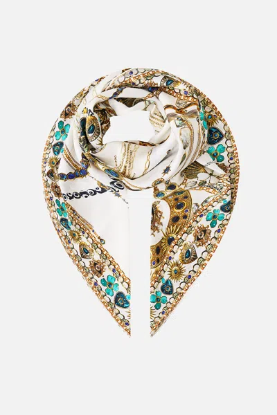 Camilla Large Crystalled Silk Square Scarf Chain Gang In Multi