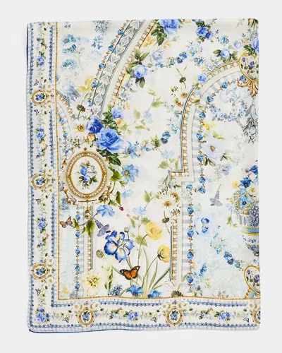 Camilla Large Crystalled Silk Square Scarf In Dandelion