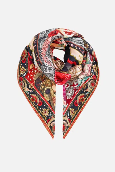 Camilla Large Crystalled Silk Square Scarf Daughters Of Duende In Multi