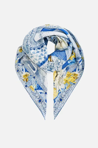 Camilla Large Crystalled Silk Square Scarf De Nada Granada In Multi