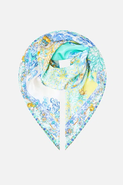 Camilla Large Crystalled Silk Square Scarf Dial Up The Tiles In Blue