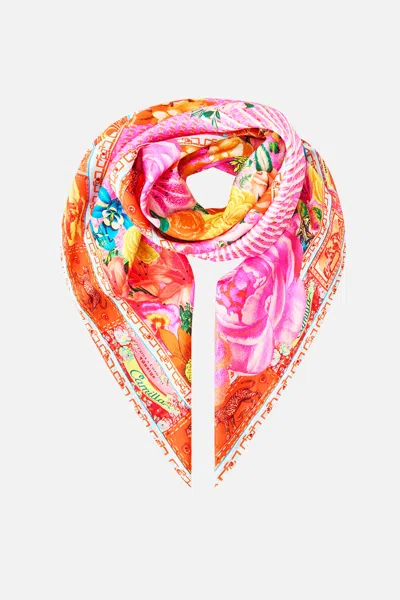 Camilla Large Crystalled Silk Square Scarf Illustration Nation In Multi