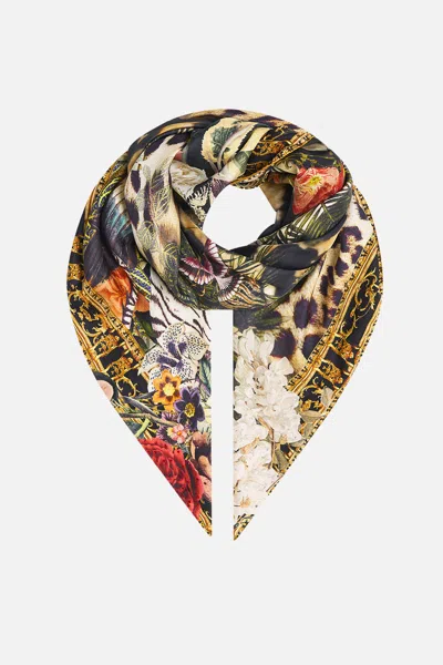 Camilla Large Crystalled Silk Square Scarf Leotigra Land In Multicolor