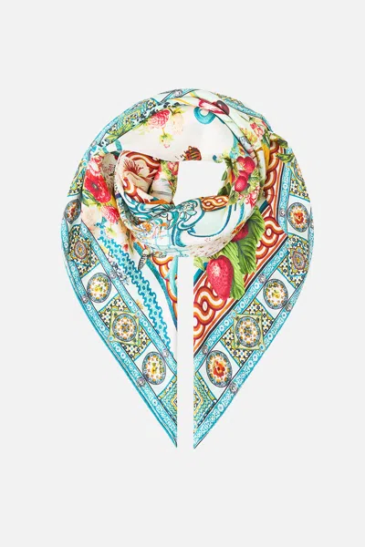 Camilla Large Crystalled Silk Square Scarf Magic Of The Mercado In Transparent