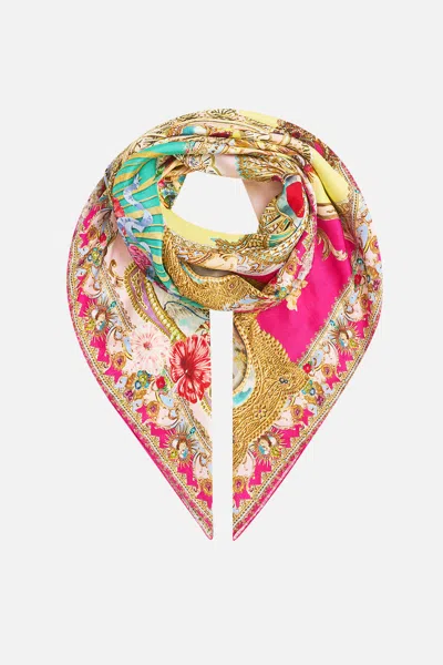 Camilla Large Crystalled Silk Square Scarf Painted Prayers In Multi