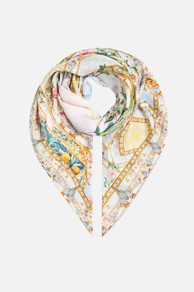 Camilla Large Crystalled Silk Square Scarf Sisi Society In Blue