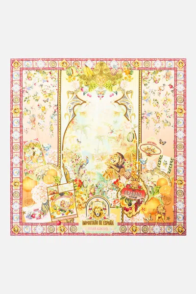 Camilla Large Crystalled Silk Square Scarf Va Va Vintage In Transparent