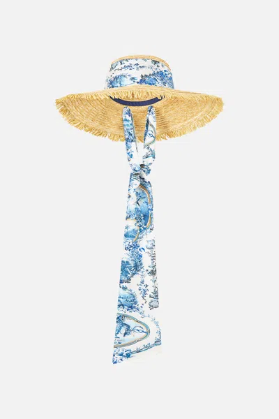 Camilla Large Raffia Sun Hat The Porcelain Parlour In Blue