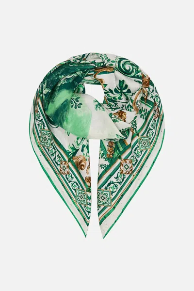 Camilla Large Square Scarf Corridor Of Calm In Green