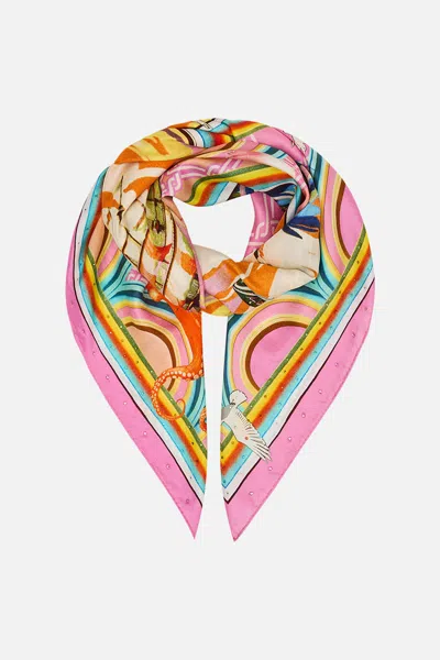 Camilla Large Square Scarf Salty Splendour In Pink