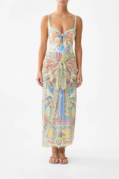 Camilla Layered Long Sarong Skirt With Tie Front Navàs Nouveau In Multi