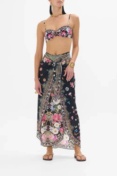 Camilla Layered Long Sarong With Front Tie Midnight In Monserrate