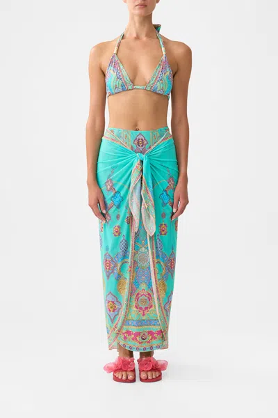 Camilla Layered Maxi Sarong With Tie Front The Concubines Corridor In Multi
