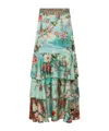 Camilla Printed Cotton Wrap Skirt In Green