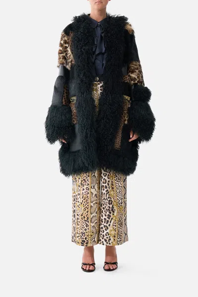 Camilla Leather Patchwork Coat Leopard Libertine In Black