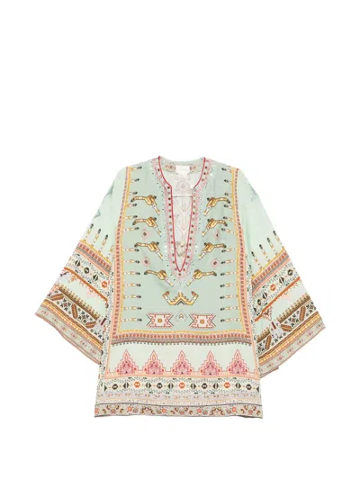 Camilla Legend Has It Deep V-neck Kaftan In Neutral