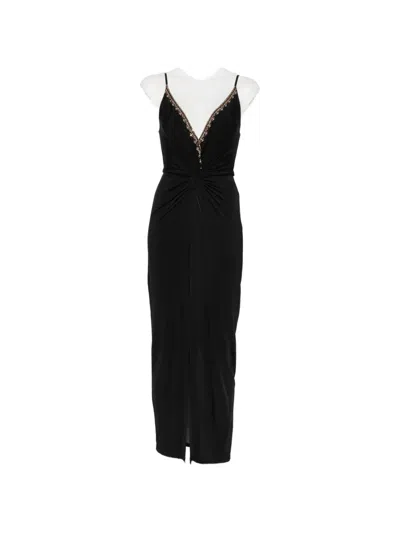 Camilla Leopard Libertine Embellished Twist-detail Midi Dress In Black