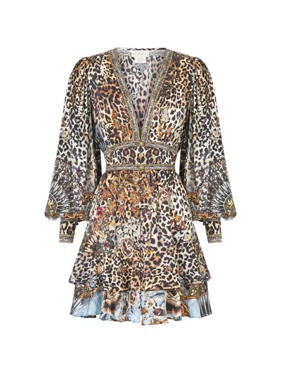 Camilla Leopard-print Mini Dress In Animal Print