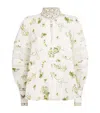 Camilla Linen Botanical Utopia Blouse In White