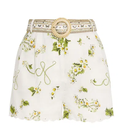 Camilla Linen Botanical Utopia Shorts In White