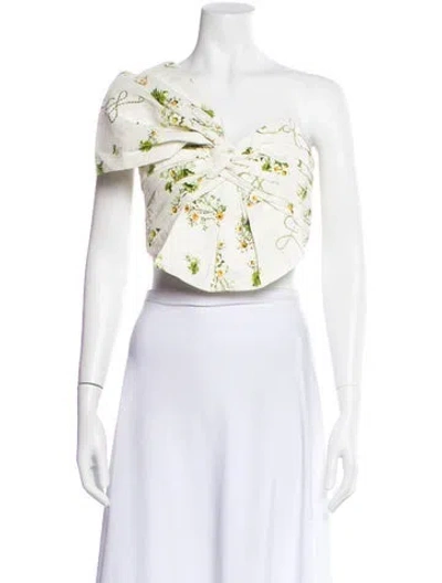 Pre-owned Camilla Linen Floral Print Crop Top W/ Tags In Neutral