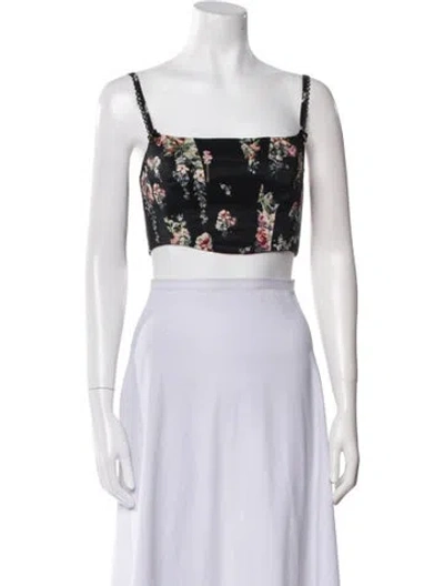 Pre-owned Camilla Linen Floral Print Crop Top In White