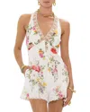 Camilla Button Front Halter Playsuit Egyptian Rose In Egyptian Rose