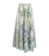 Camilla Linen Jardim Party Maxi Skirt In Blue