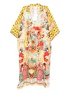 Camilla Linen Kaftan In Multi