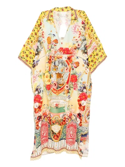 Camilla Linen Kaftan In Multi