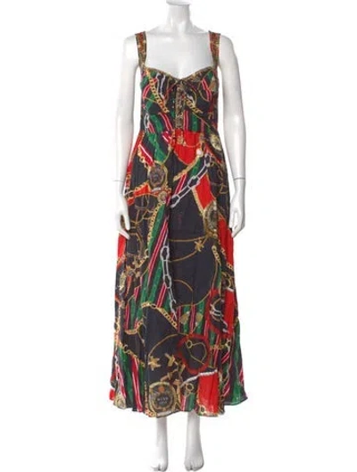 Pre-owned Camilla Linen Long Dress In Multi