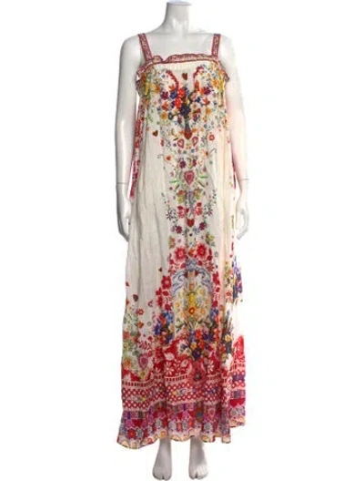 Pre-owned Camilla Linen Long Dress In Pink