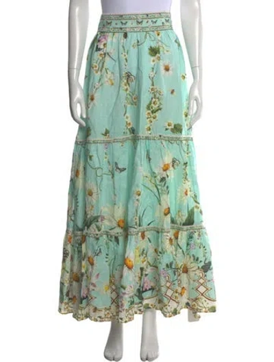 Pre-owned Camilla Linen Long Skirt In Green