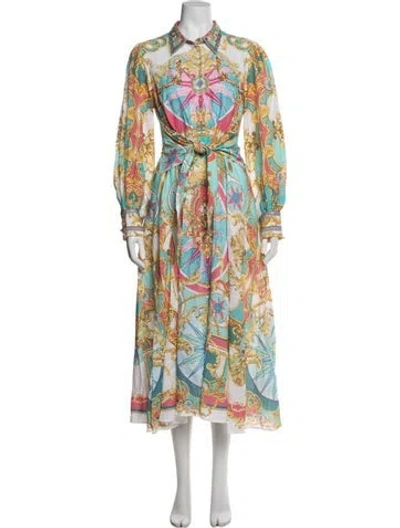 Pre-owned Camilla Linen Midi Length Dress In Multi
