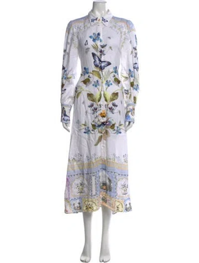 Pre-owned Camilla Linen Midi Length Dress In Multicolor